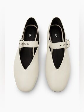 COS Buckled Ballet Flats MaryJanes Ivory Leather 39/8